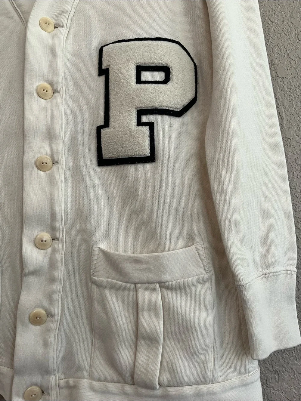 Polo Ralph Lauren Fleece Varsity Letterman Shawl Cardigan Sweater Size Small
